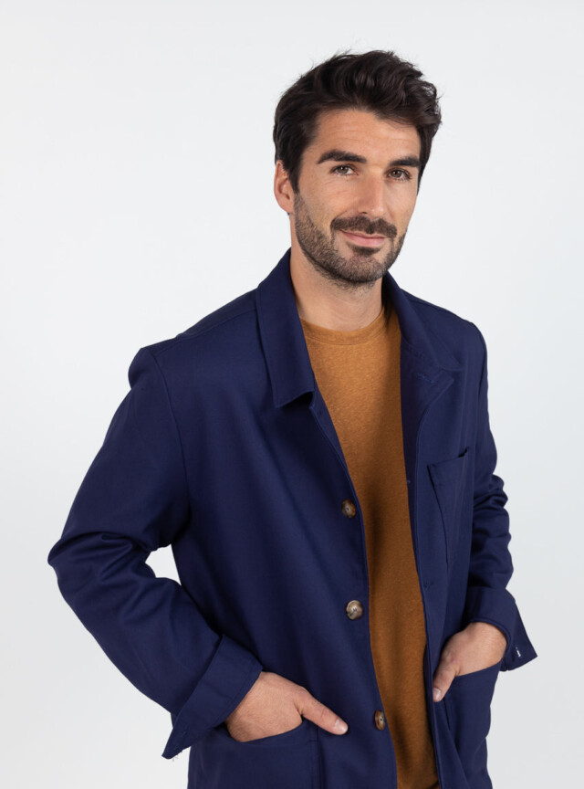 Maison Solfin - Veste homme droite en coton bleu marine – XXL
