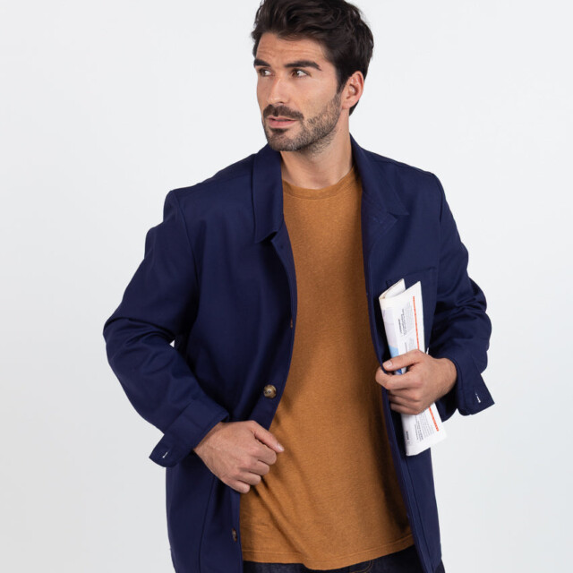 Maison Solfin - Veste homme droite en coton bleu marine – XXL