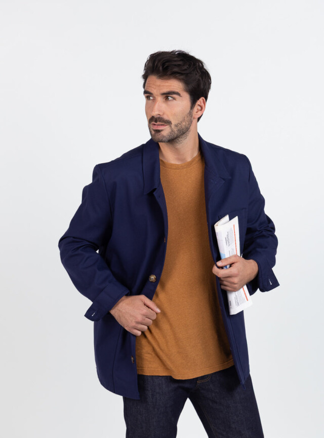 Maison Solfin - Veste homme droite en coton bleu marine – XXL