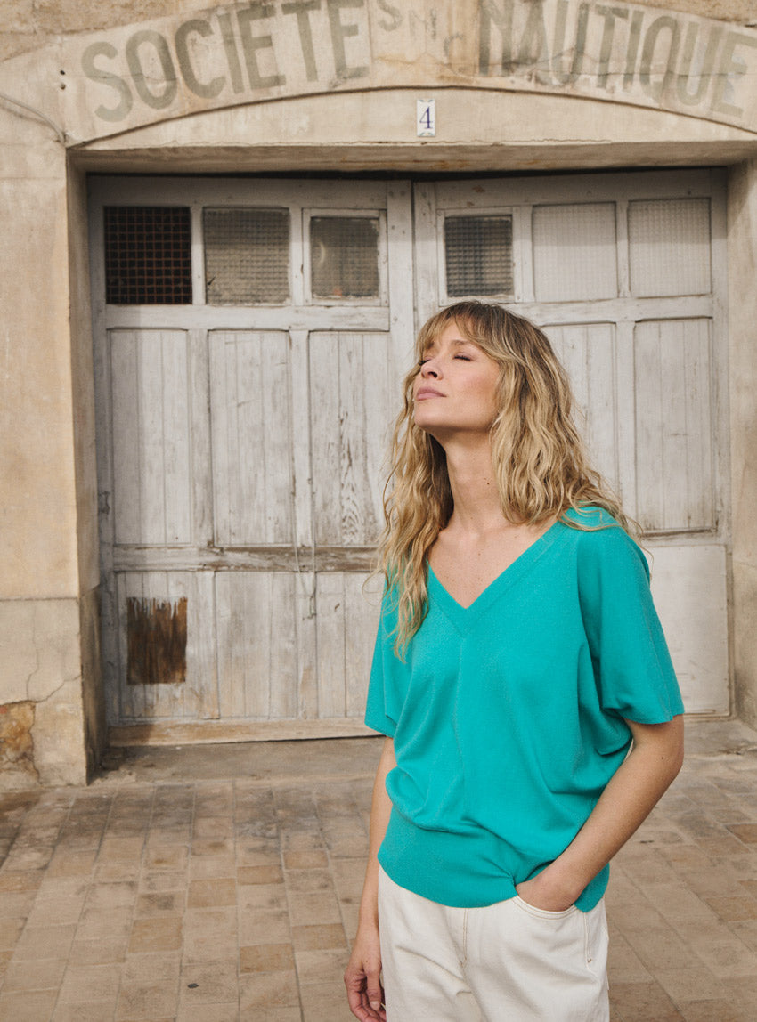 7903 VME pull felicite vert menthe 87 LAFRANÇAISE Mailles in France - Top Félicité – L