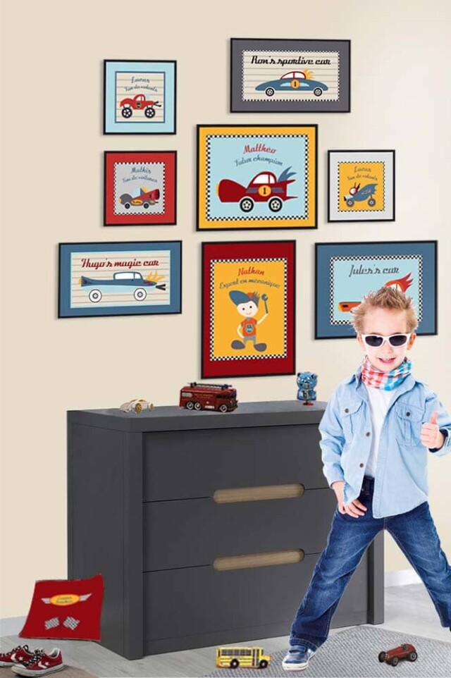 L’Atelier BABY’SPHERE - Box de 8 cadres voitures en trompe l’oeil