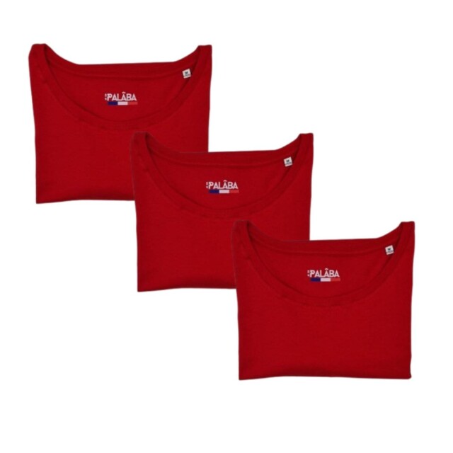 PALÂBA - Pack 3 tshirts col rond en coton - rouge – XL