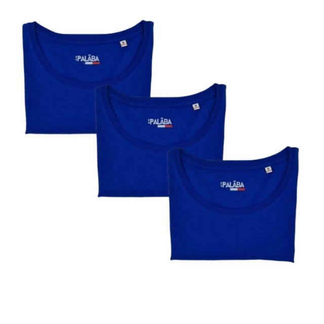 PALÂBA - Pack de 3 T-shirts bleu col rond 100% coton – XL