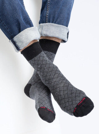MAISON SOLFIN - Mi-chaussettes mixtes jacquard noir
