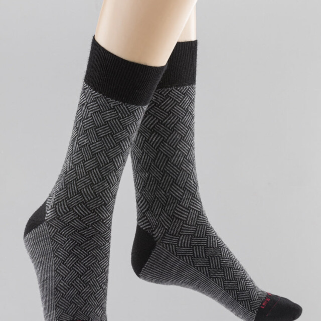 Maison Solfin - Mi-chaussettes mixtes jacquard noir – 44/45