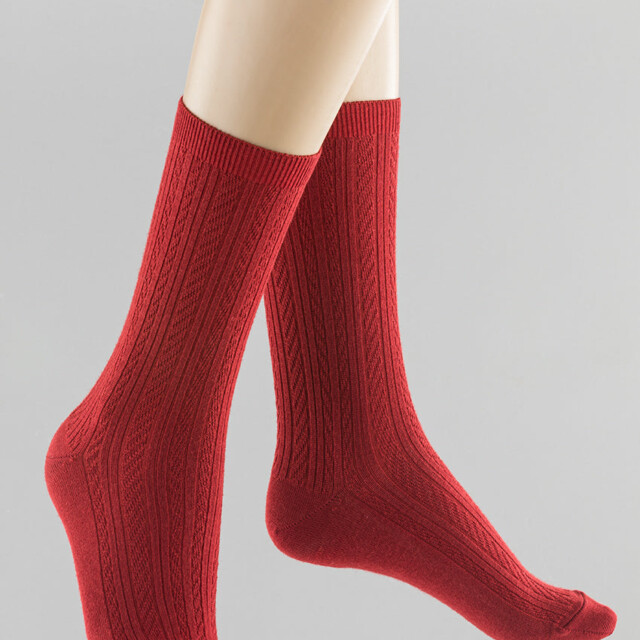 Maison Solfin - Mi-chaussettes mixtes en laine rouge – 36/38