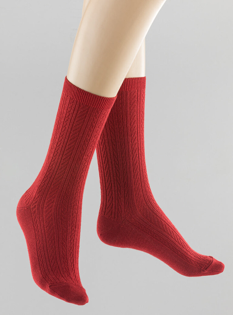 Maison Solfin - Mi-chaussettes mixtes en laine rouge – 36/38
