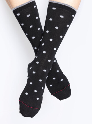 Mi-chaussettes mixtes à pois gris par la marque MAISON SOLFIN MAISON SOLFIN - Mi-chaussettes mixtes à pois gris