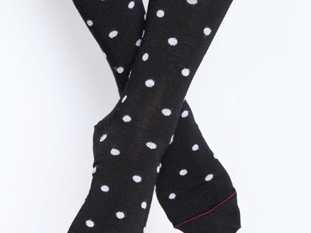907 PGS 1 mi chaussettes laine pois gris Maison Solfin - Mi-chaussettes mixtes à pois gris – 36/38