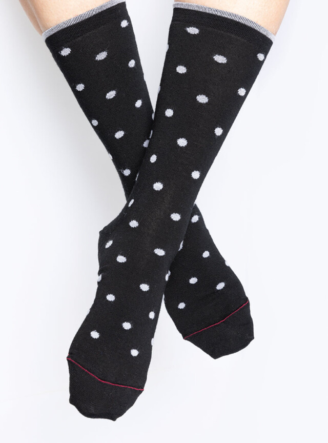 MAISON SOLFIN - Mi-chaussettes mixtes à pois gris