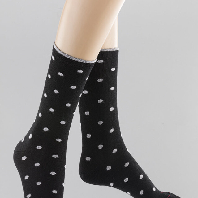 Maison Solfin - Mi-chaussettes mixtes à pois gris – 36/38