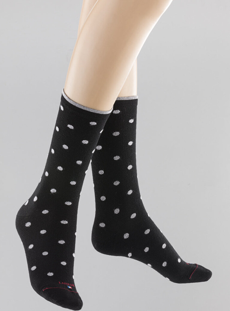Maison Solfin - Mi-chaussettes mixtes à pois gris – 36/38