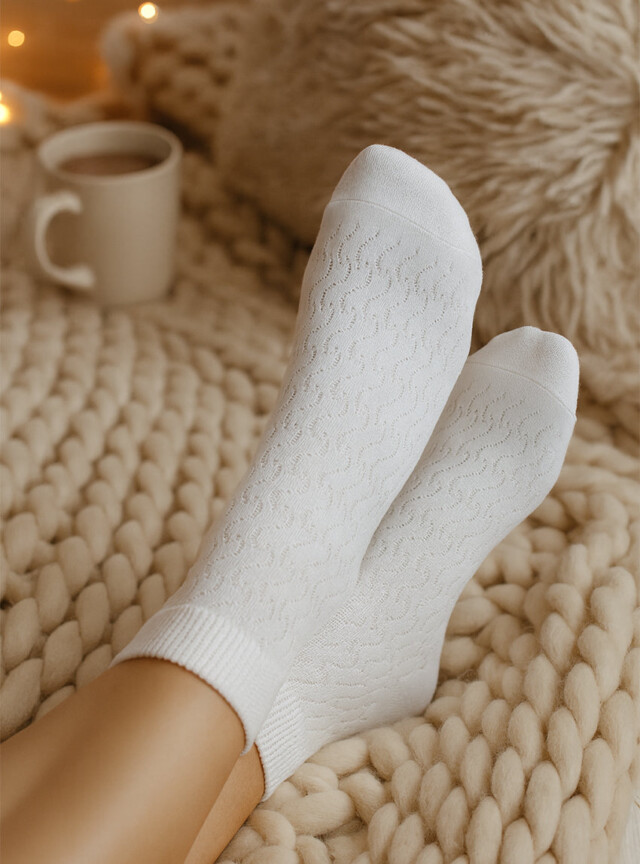 MAISON SOLFIN - Socquettes femme en coton blanc