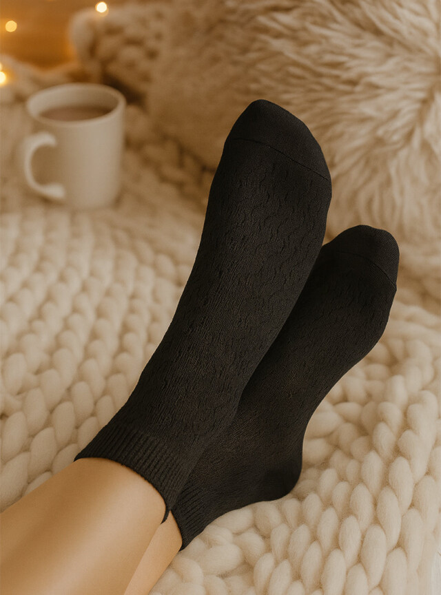 MAISON SOLFIN - Socquettes femme en coton noir
