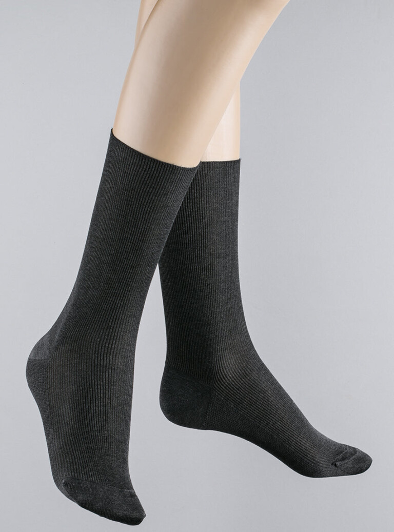 Maison-solfin - Mi-chaussettes fines en coton gris – 45/46