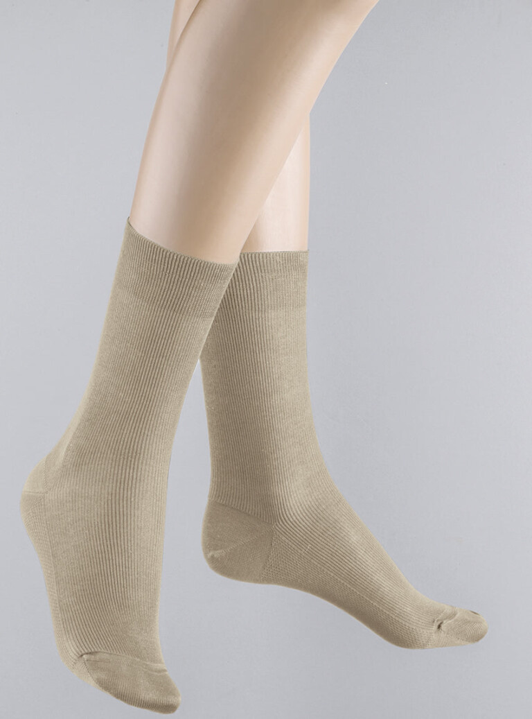 Maison-solfin - Mi-chaussettes en fil d'Ecosse beige clair – 45/46