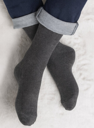 MAISON SOLFIN - Mi-chaussettes en pure laine grises