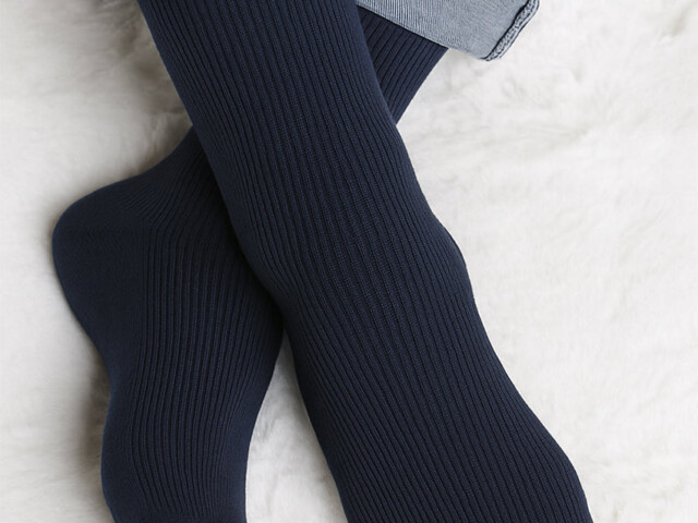 960 MAR 2 mi chaussettes laine bleu marine Maison-solfin - Mi-chaussettes pure laine bleu marine – 45/46
