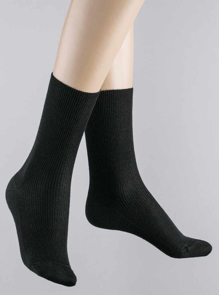 Maison-solfin - Mi-chaussettes pure laine noires – 45/46