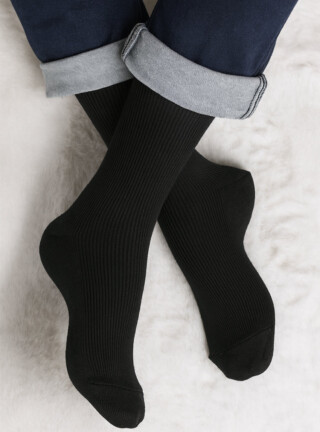MAISON SOLFIN - Mi-chaussettes pure laine noires
