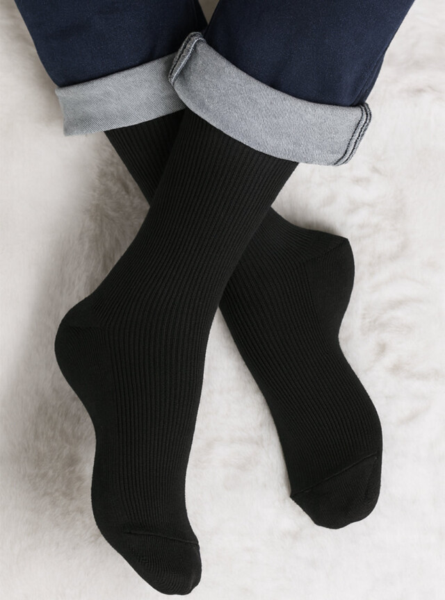 MAISON SOLFIN - Mi-chaussettes pure laine noires