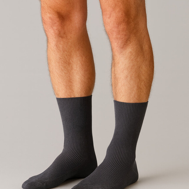 Maison Solfin - Mi-chaussettes mixte en laine sans élastique grises – 45/46