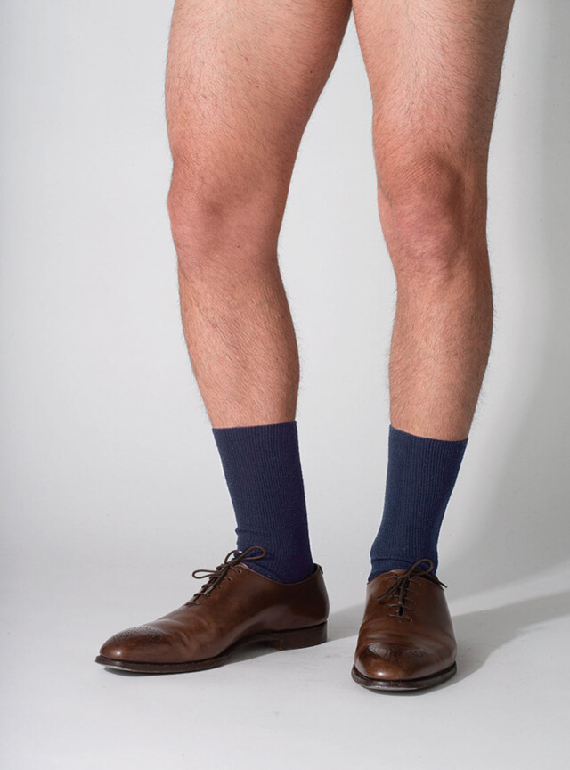 MAISON SOLFIN - Mi-chaussettes mixte en laine sans élastique bleu marine