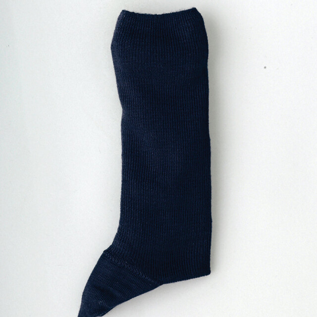 Maison Solfin - Mi-chaussettes mixte en laine sans élastique bleu marine – 45/46