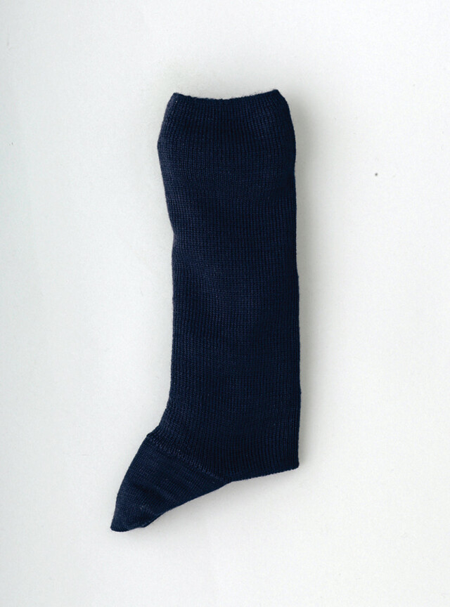 Maison Solfin - Mi-chaussettes mixte en laine sans élastique bleu marine – 45/46