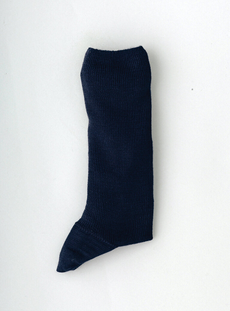 Maison Solfin - Mi-chaussettes mixte en laine sans élastique bleu marine – 45/46