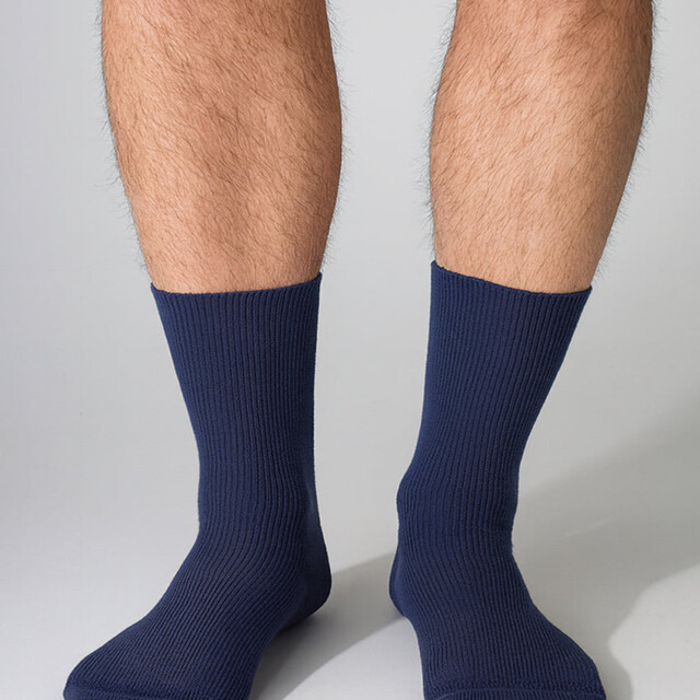 Maison Solfin - Mi-chaussettes mixte en laine sans élastique bleu marine – 45/46