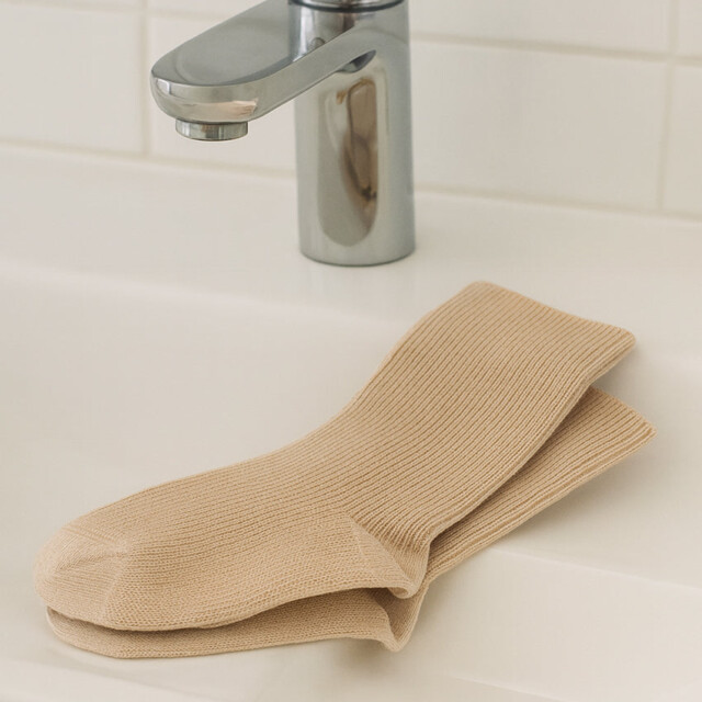 Maison Solfin - Mi-chaussettes mixte en laine sans élastique blanc naturel – 45/46