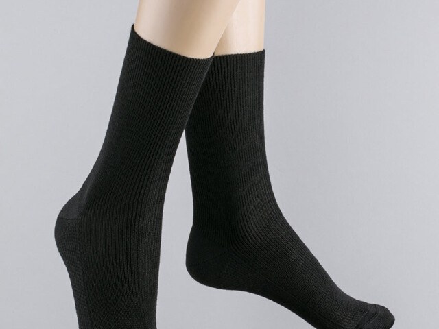 Maison Solfin - Mi-chaussettes mixte en laine sans élastique noires – 45/46