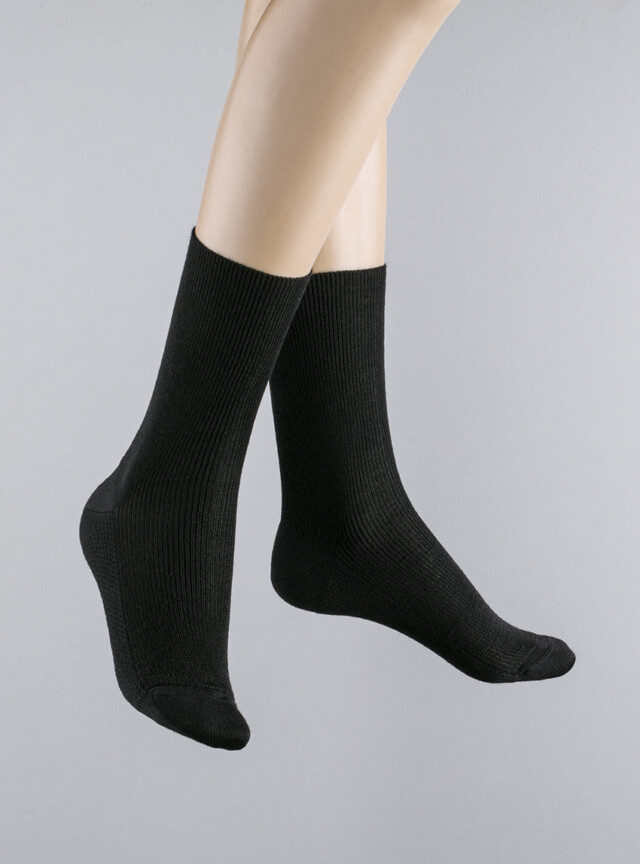 MAISON SOLFIN - Mi-chaussettes mixte en laine sans élastique noires
