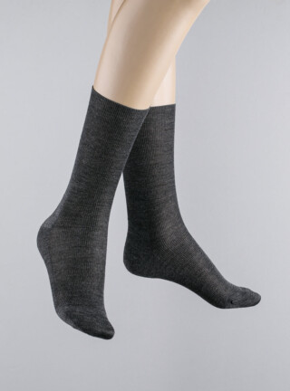 MAISON SOLFIN - Mi-chaussettes mixte en laine grises