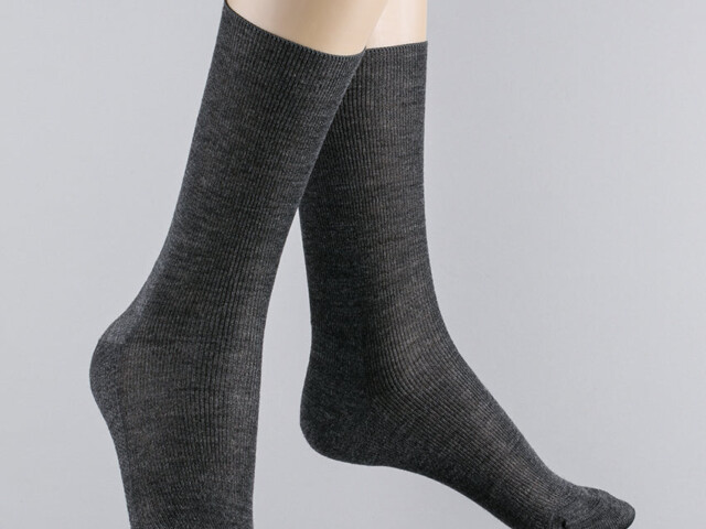 963 GRI 1 mi chaussettes laine gris Maison-solfin - Mi-chaussettes mixte en laine grises – 45/46