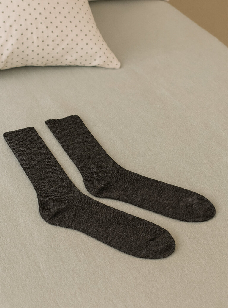 Maison-solfin - Mi-chaussettes mixte en laine grises – 45/46