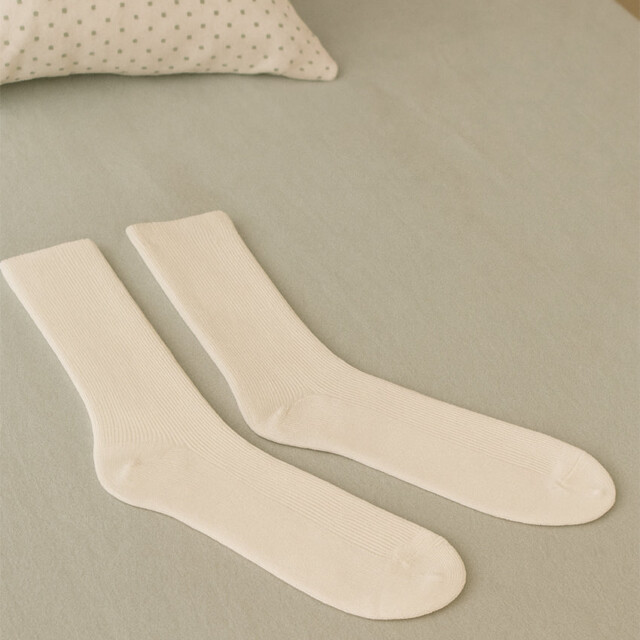 Maison-solfin - Mi-chaussettes en laine blanc naturel – 45/46