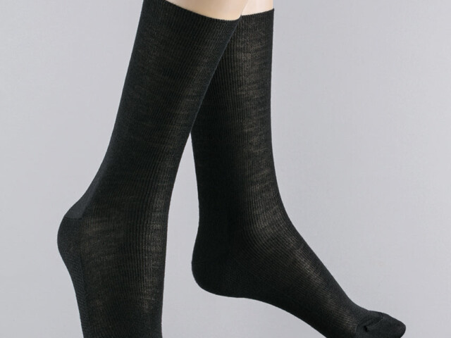 Maison-solfin - Mi-chaussettes mixte en laine noires – 45/46