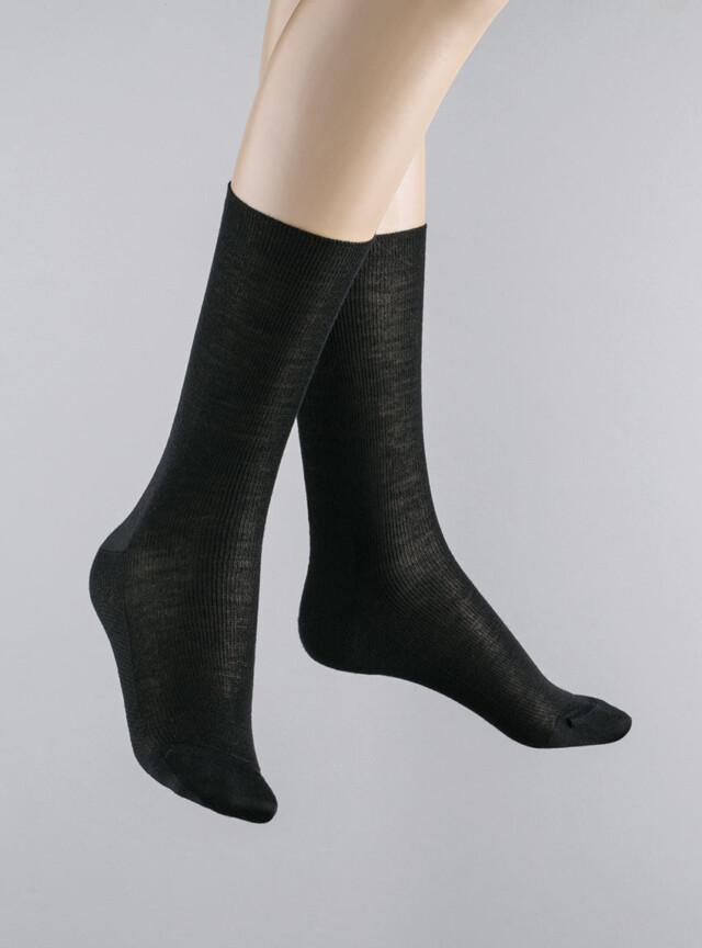 MAISON SOLFIN - Mi-chaussettes mixte en laine noires