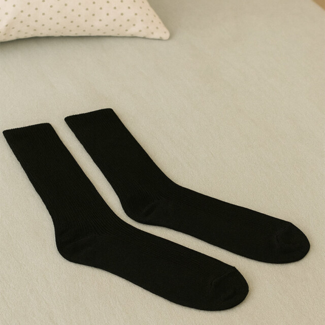 Maison-solfin - Mi-chaussettes mixte en laine noires – 45/46