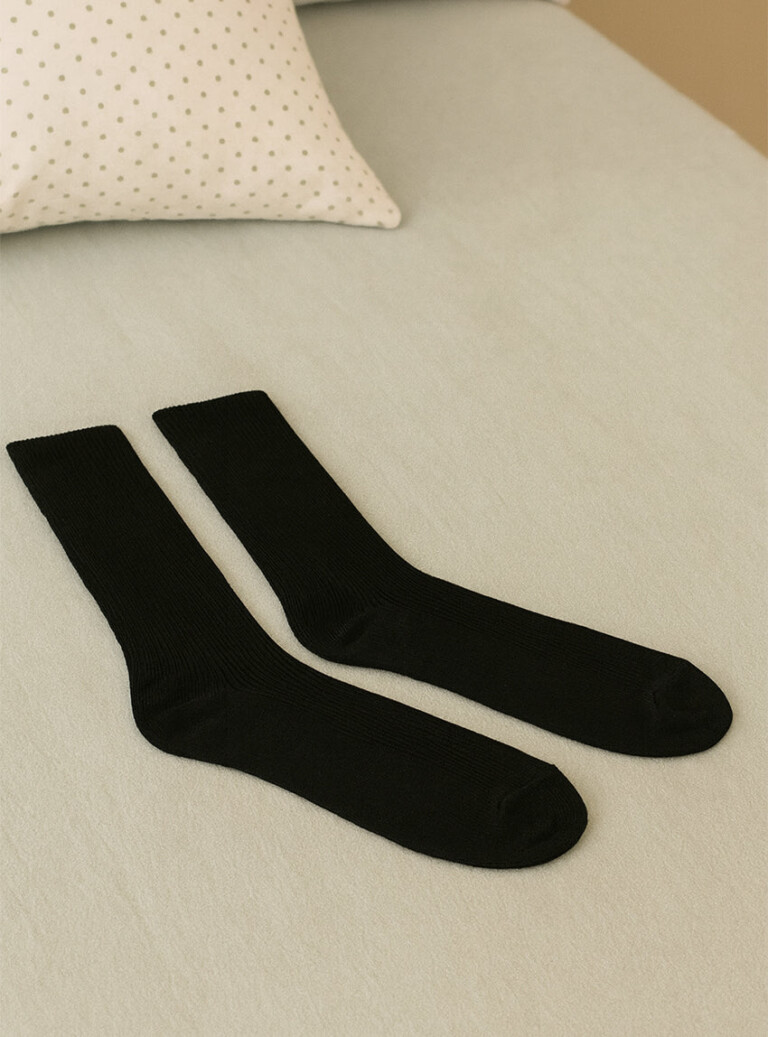 Maison-solfin - Mi-chaussettes mixte en laine noires – 45/46