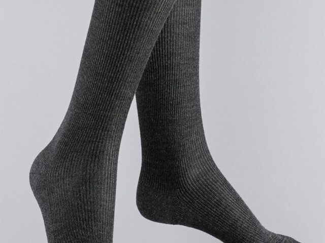 964 GRI 1 mi bas laine gris Maison-solfin - Chaussettes hautes mixte sans élastique grises en laine – 45/46