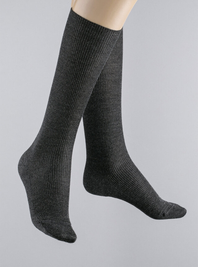 Chaussettes hautes mixte sans élastique grises en laine par la marque MAISON SOLFIN MAISON SOLFIN - Chaussettes hautes mixte sans élastique grises en laine