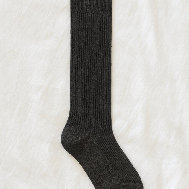 Maison-solfin - Chaussettes hautes mixte sans élastique grises en laine – 45/46