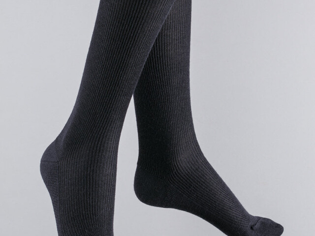964 MAR 1 chaussettes hautes laine bleu marine Maison-solfin - Chaussettes hautes mixte sans élastique bleu marine – 45/46
