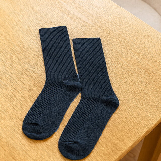Maison-solfin - Chaussettes hautes mixte sans élastique bleu marine – 45/46