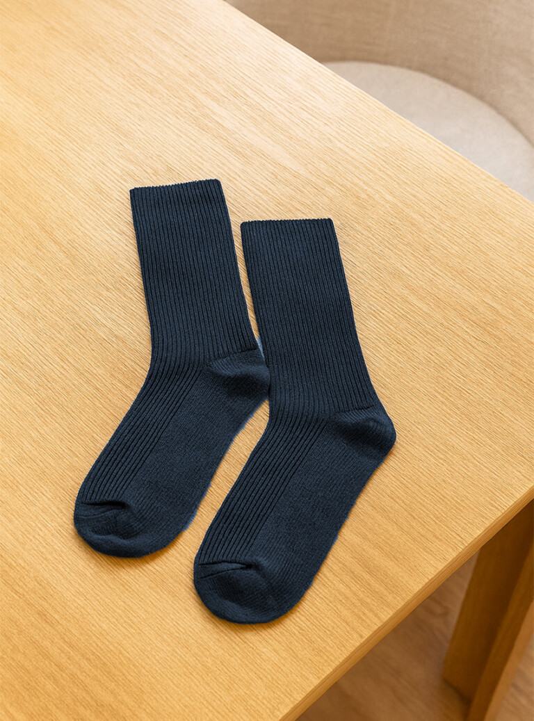Maison-solfin - Chaussettes hautes mixte sans élastique bleu marine – 45/46