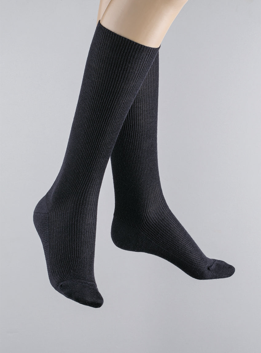 964 NOI 1 mi bas laine noir Maison-solfin - Chaussettes hautes mixte sans élastique en laine noir – 45/46