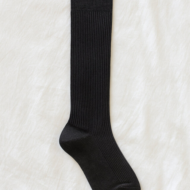 Maison-solfin - Chaussettes hautes mixte sans élastique en laine noir – 45/46